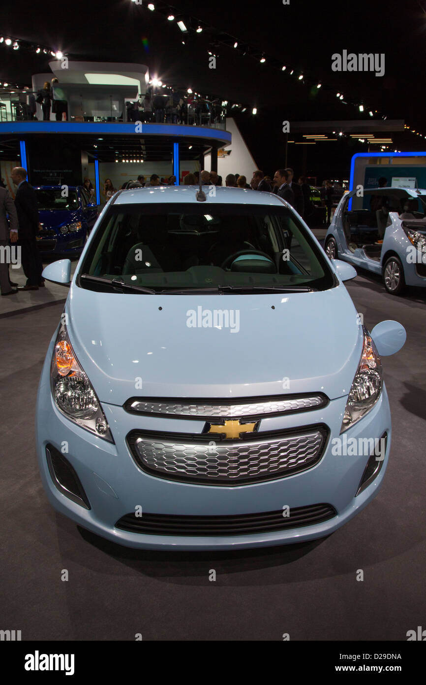 Detroit, Michigan - The Chevrolet Spark electric car on display at the North American International Auto Show. Stock Photo