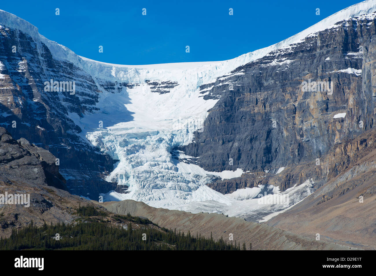Glacier along the Icefields Parkway in Jasper National Park in Alberta Canada Stock Photo