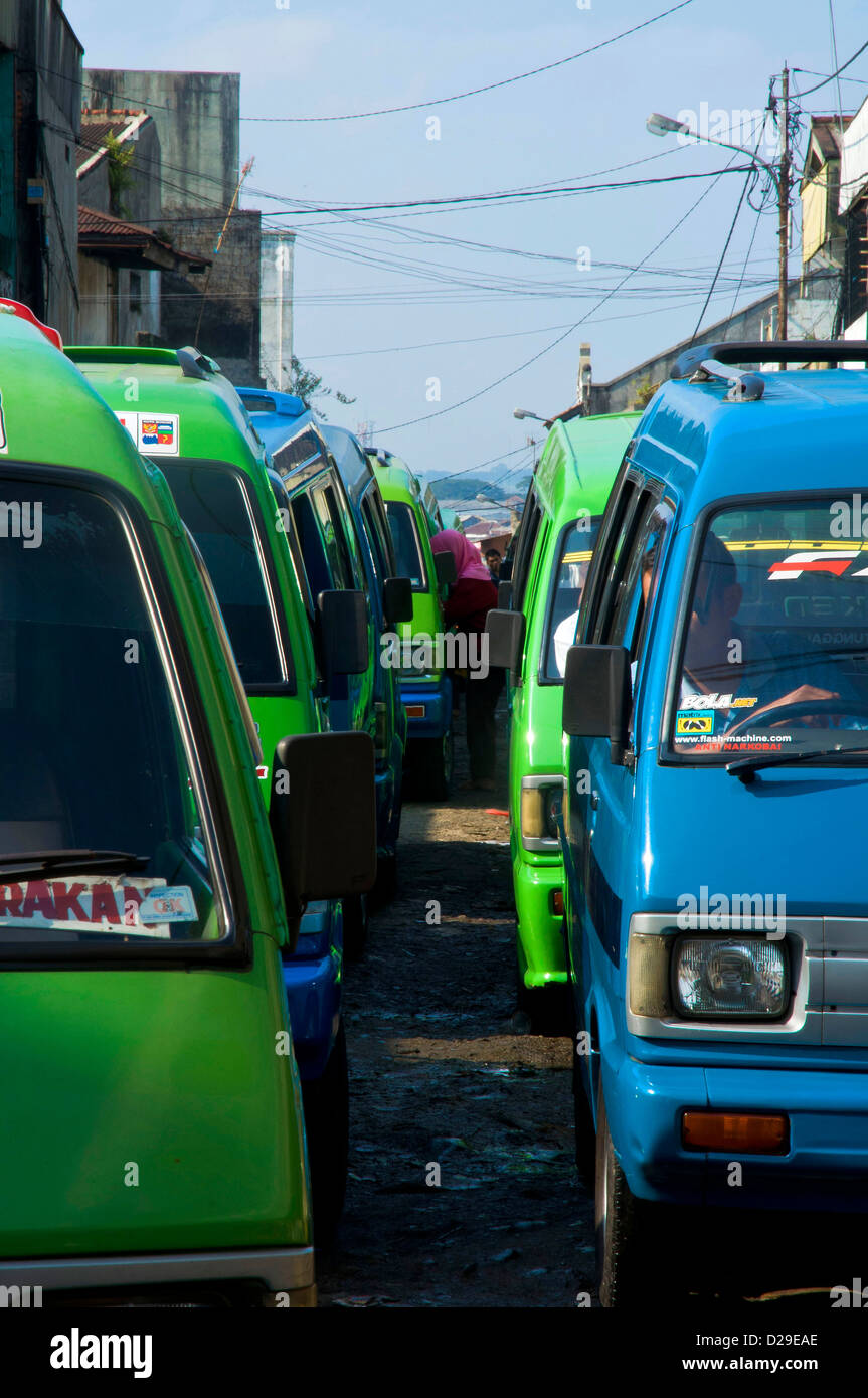 Mini Bus, Angkot at Bogor, Java, indonesia Stock Photo