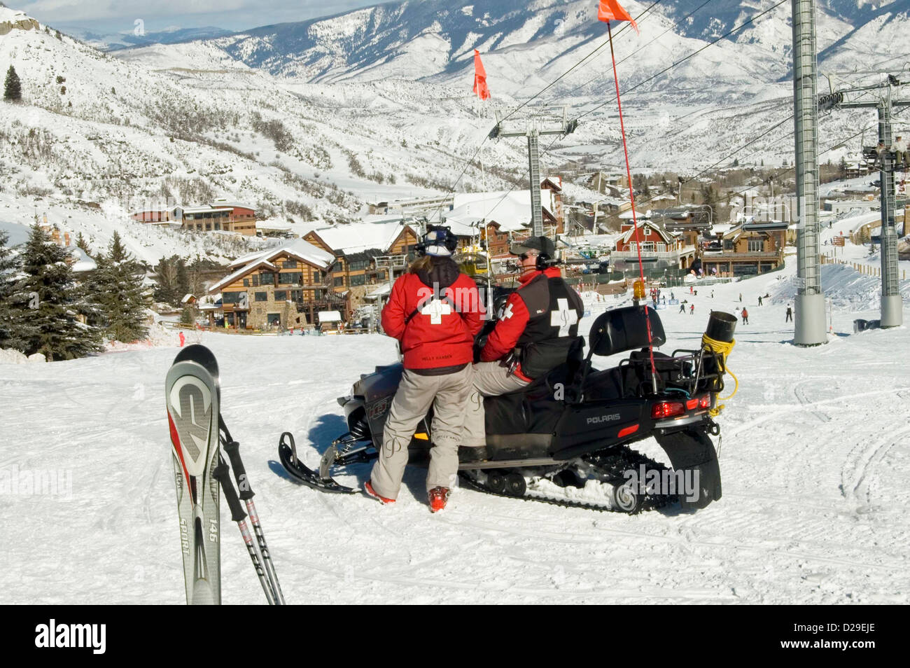 Ski Patrol. Colorado, Snowmass. Ski Resort Stock Photo