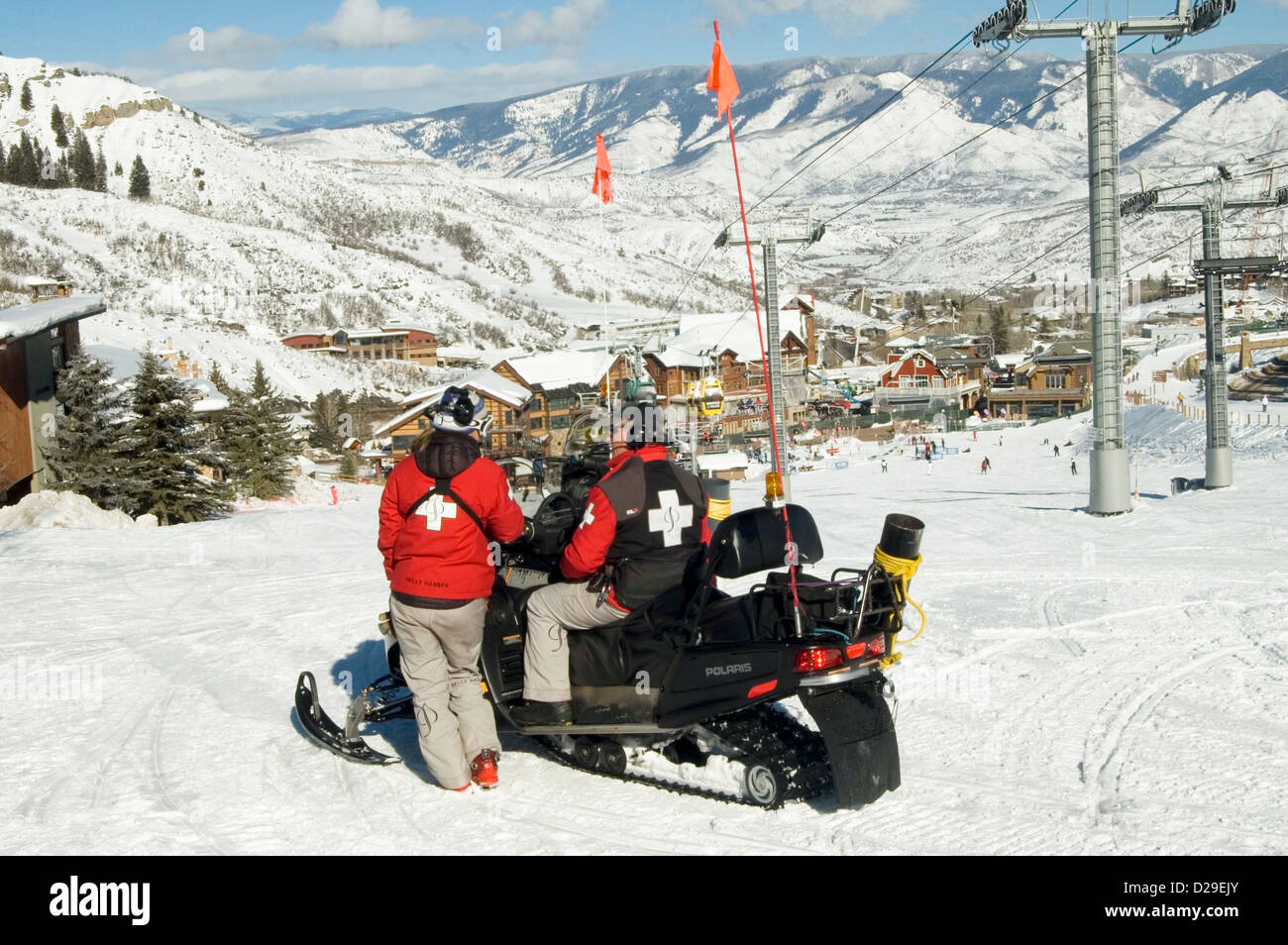 Ski Patrol. Colorado, Snowmass. Ski Resort Stock Photo