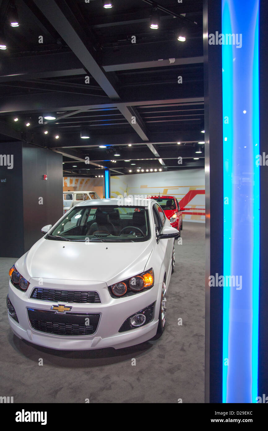 Detroit, Michigan - The Chevrolet Sonic LTZ on display at the North American International Auto Show. Stock Photo