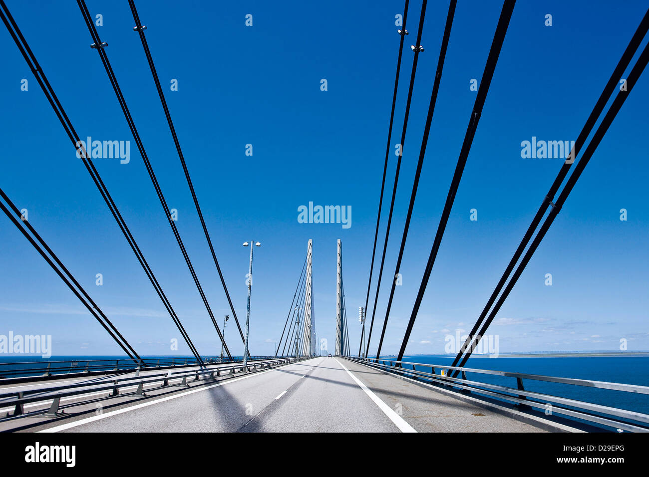 The Oresund Bridge between Denmark Stock Photo