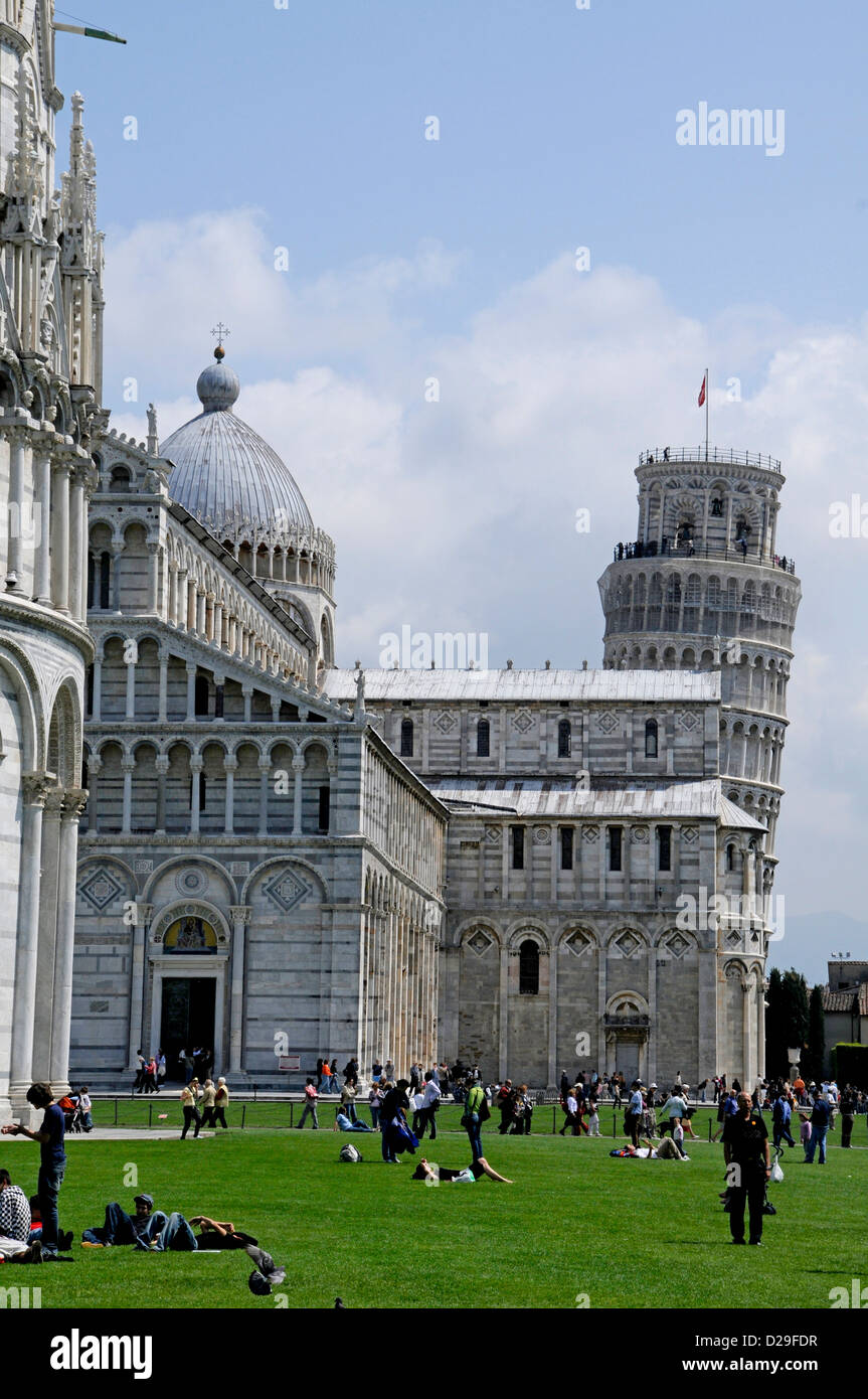 Duomo And Leaning Tower Of Pisa, Italy Stock Photo