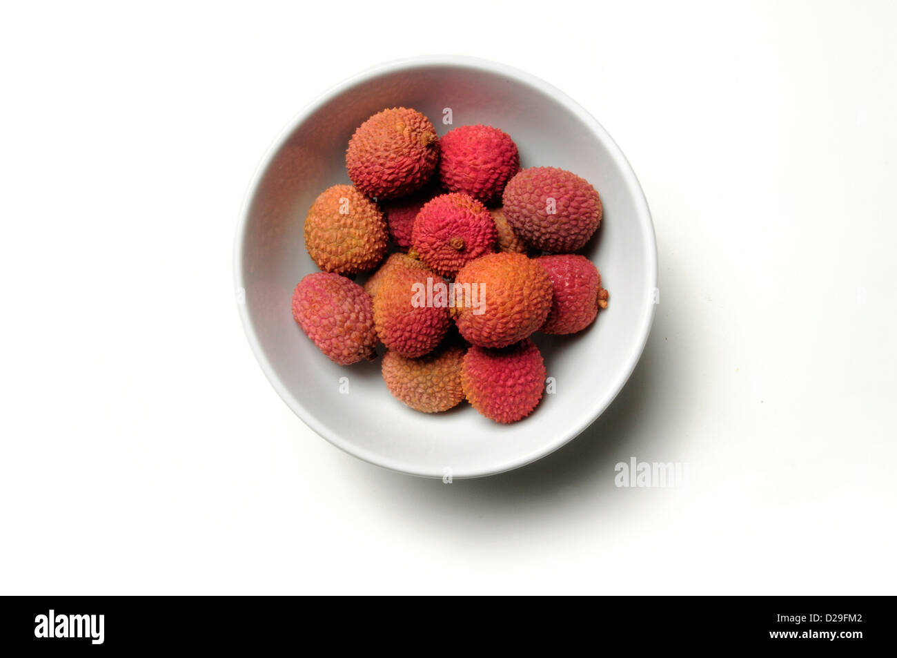 Bowl of Chinese lychee fruit Stock Photo