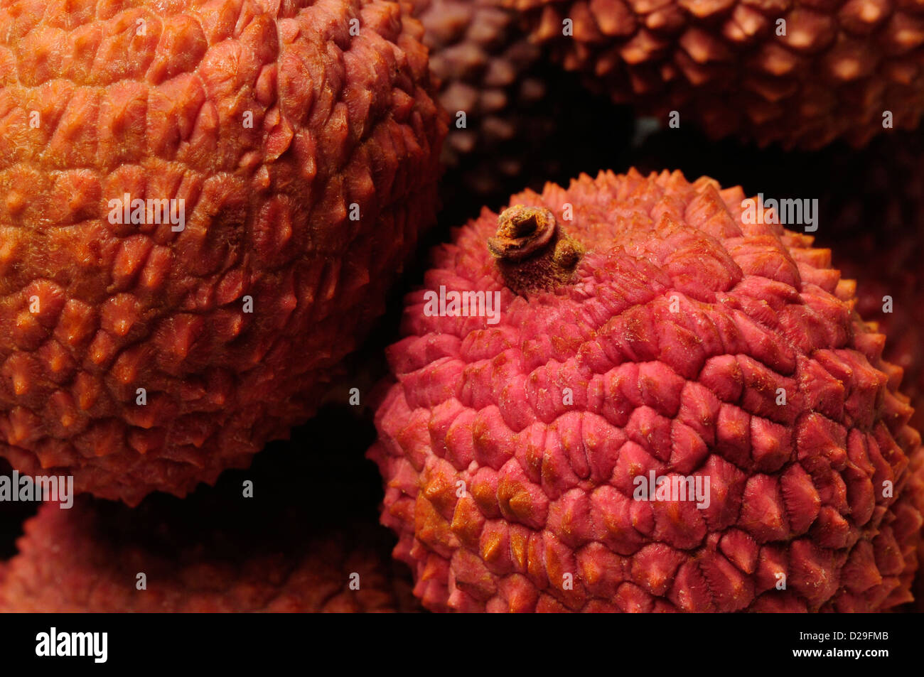 Closeup of Chinese lychee fruit Stock Photo