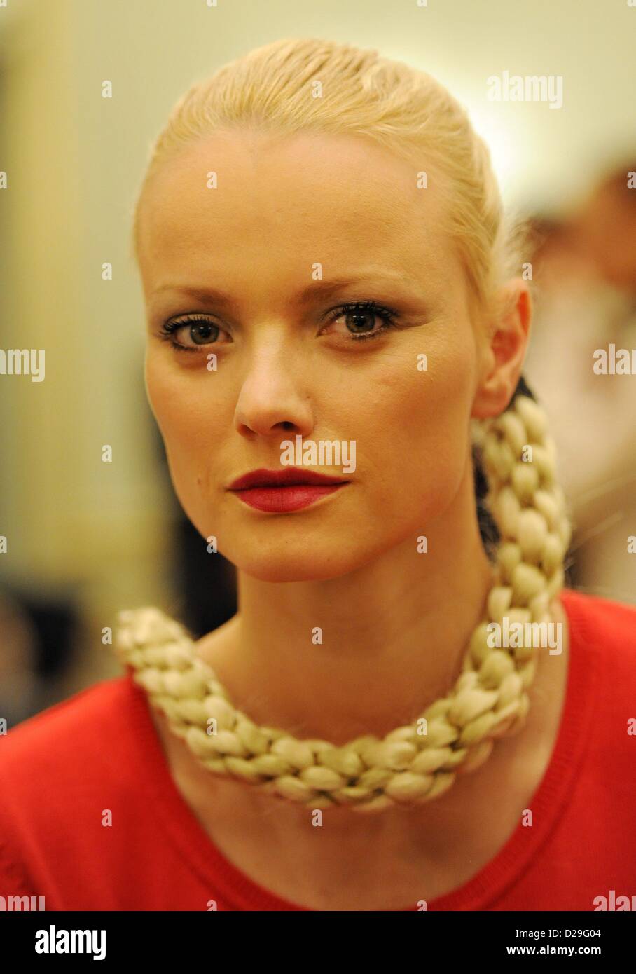 Model Franziska Knupp before the Sava Nald show offsite the Mercedes