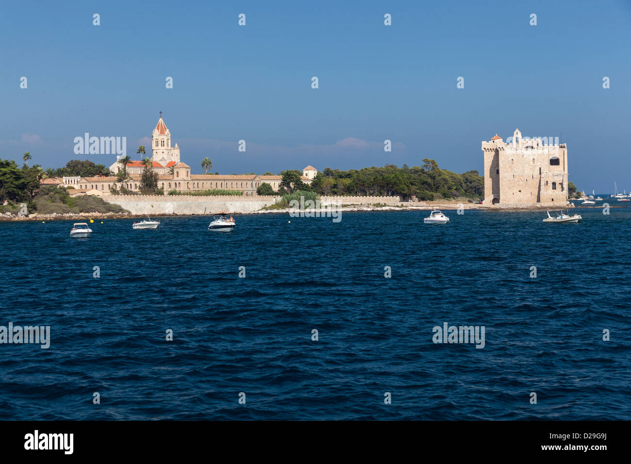 Isle Saint Honorat with abbey Stock Photo Alamy