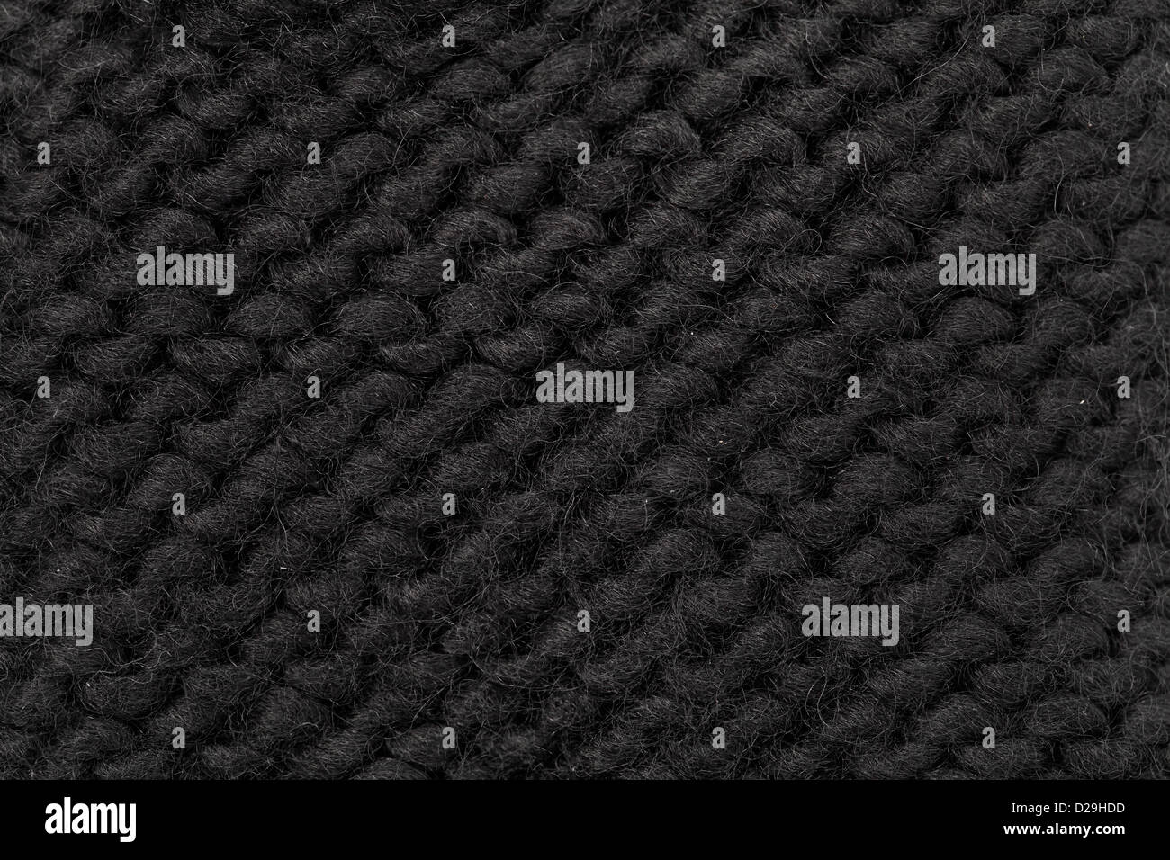Close-up photo of knitting of black yarn Stock Photo