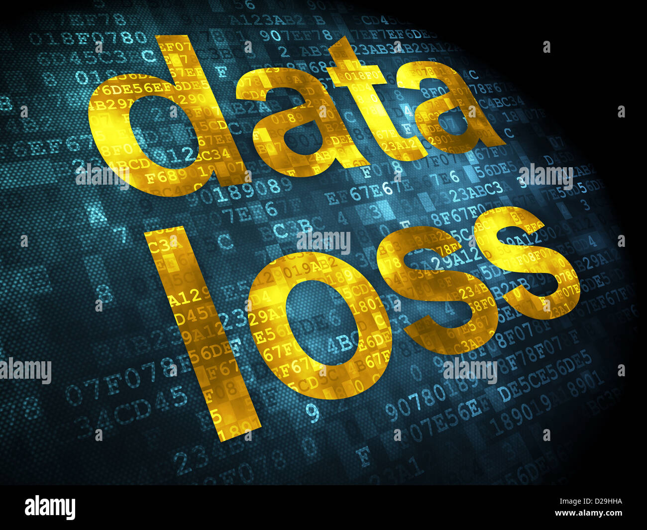 Information concept: pixelated words data loss on digital background ...