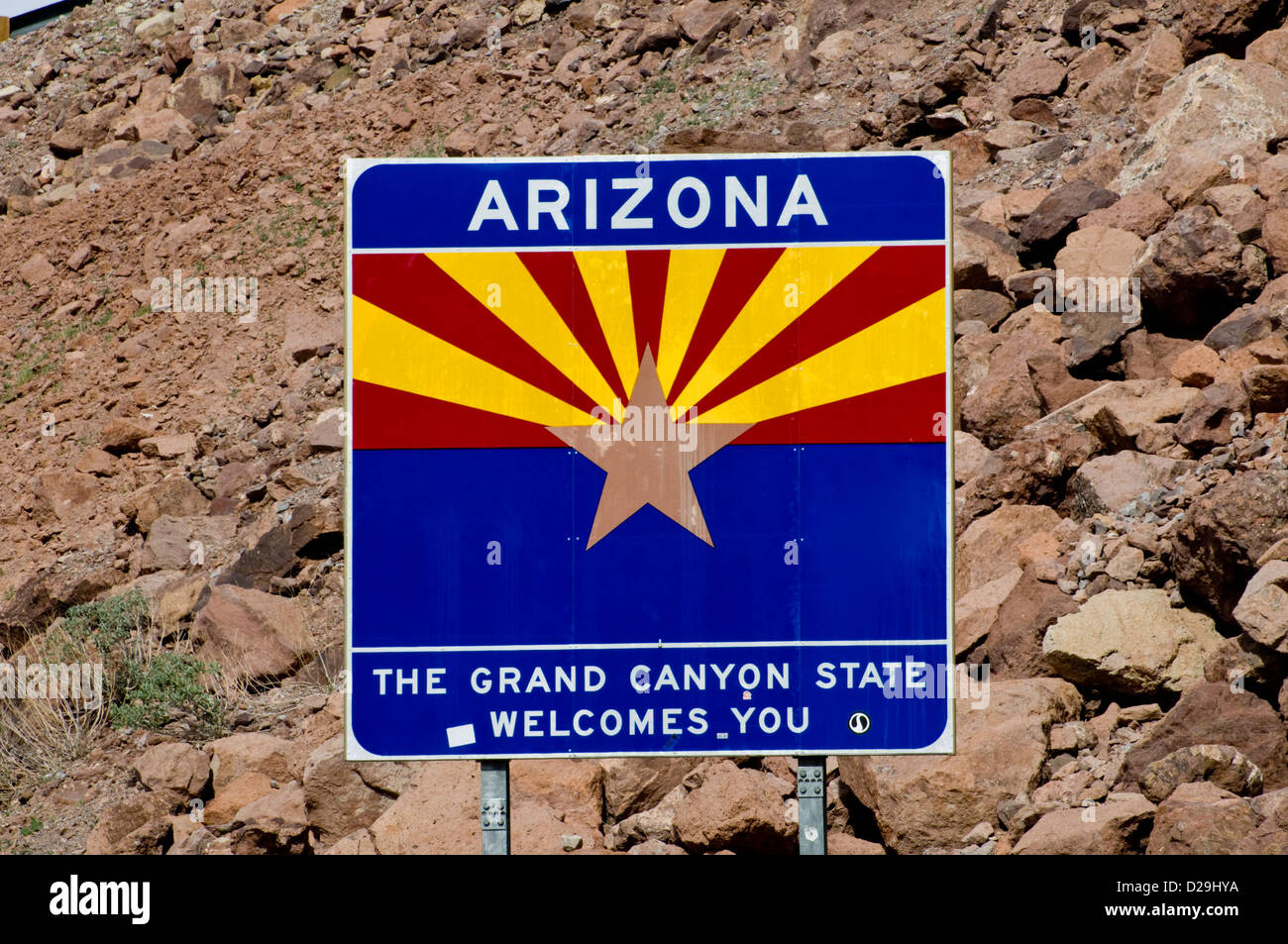 Arizona state welcome sign Stock Photo