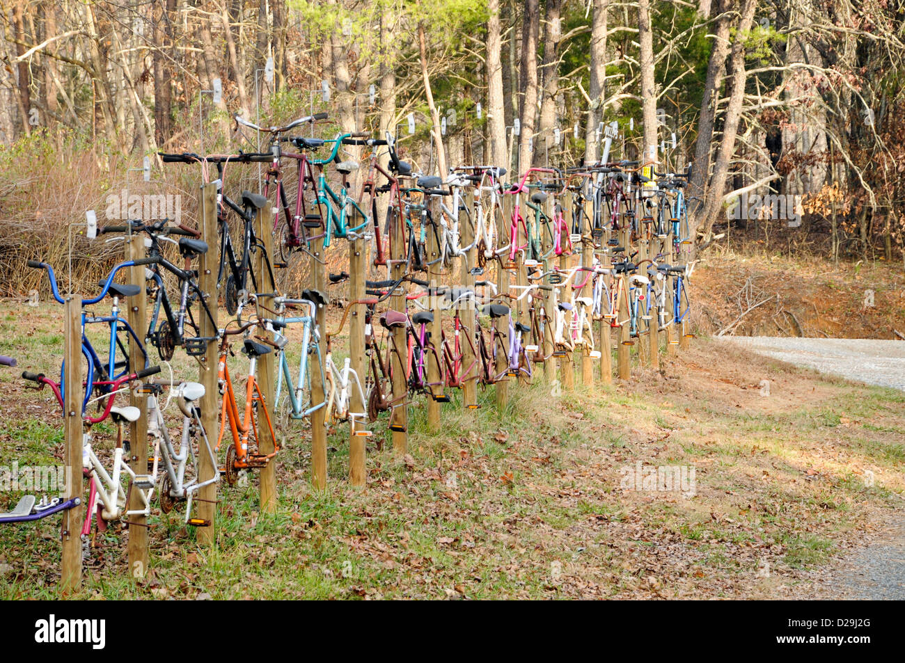 Fence Of Bicycle Frames, Virginia Stock Photo