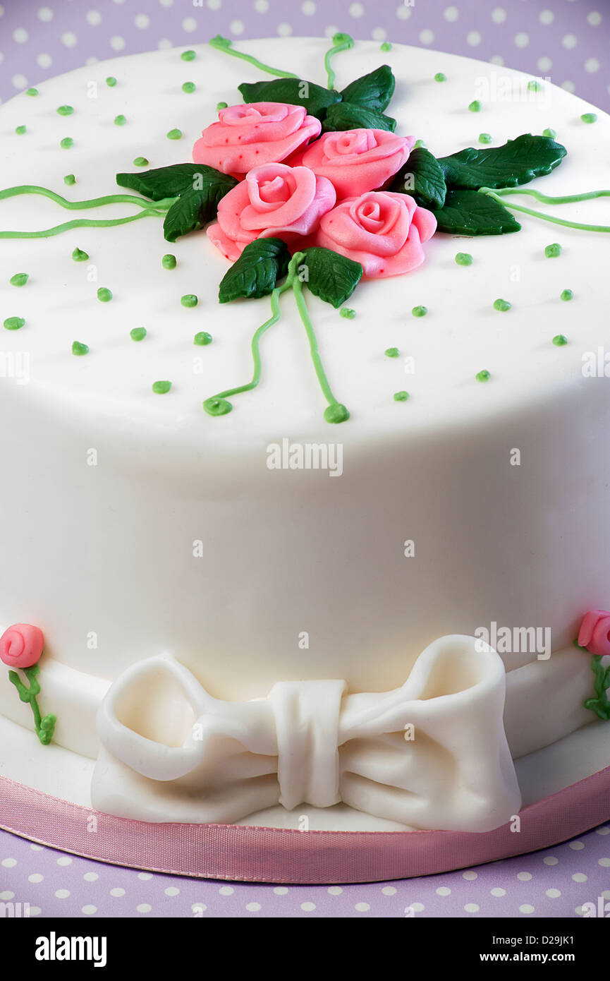 Decorated Cake With Edible Roses And Leaves Stock Photo 53072629