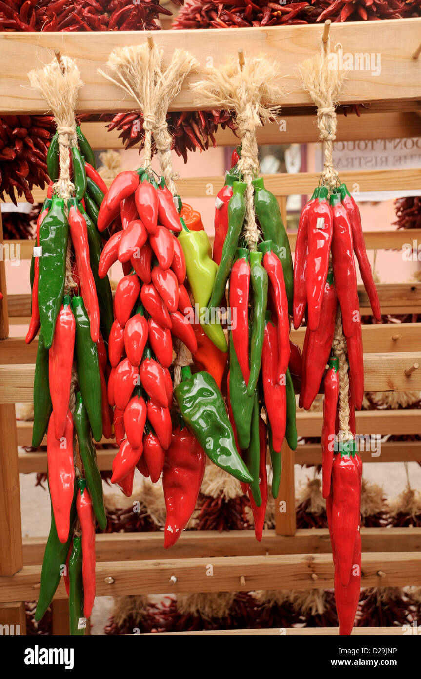 Chili Peppers, Santa Fe, New Mexico Stock Photo