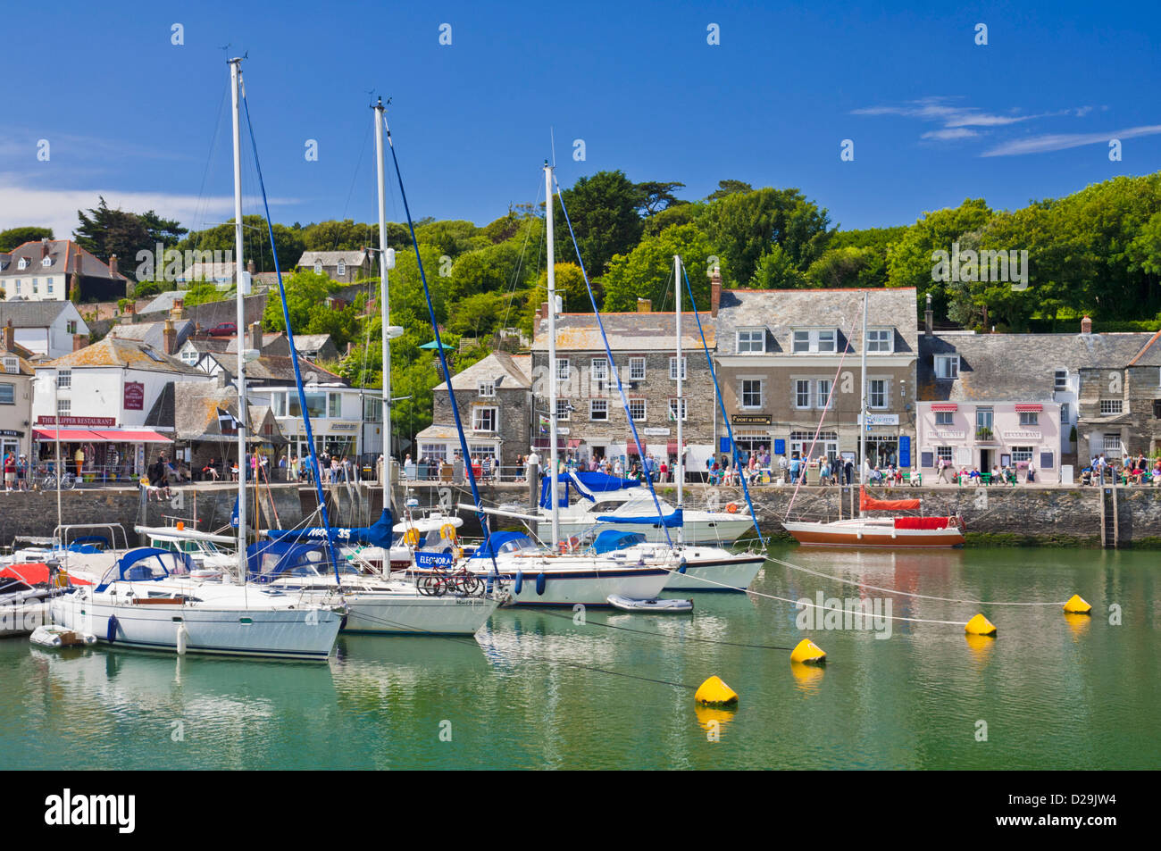 Padstow Harbour  Padstow Cornwall Boats moored in the harbour, Padstow, Cornwall, England, GB, UK,  Europe Stock Photo