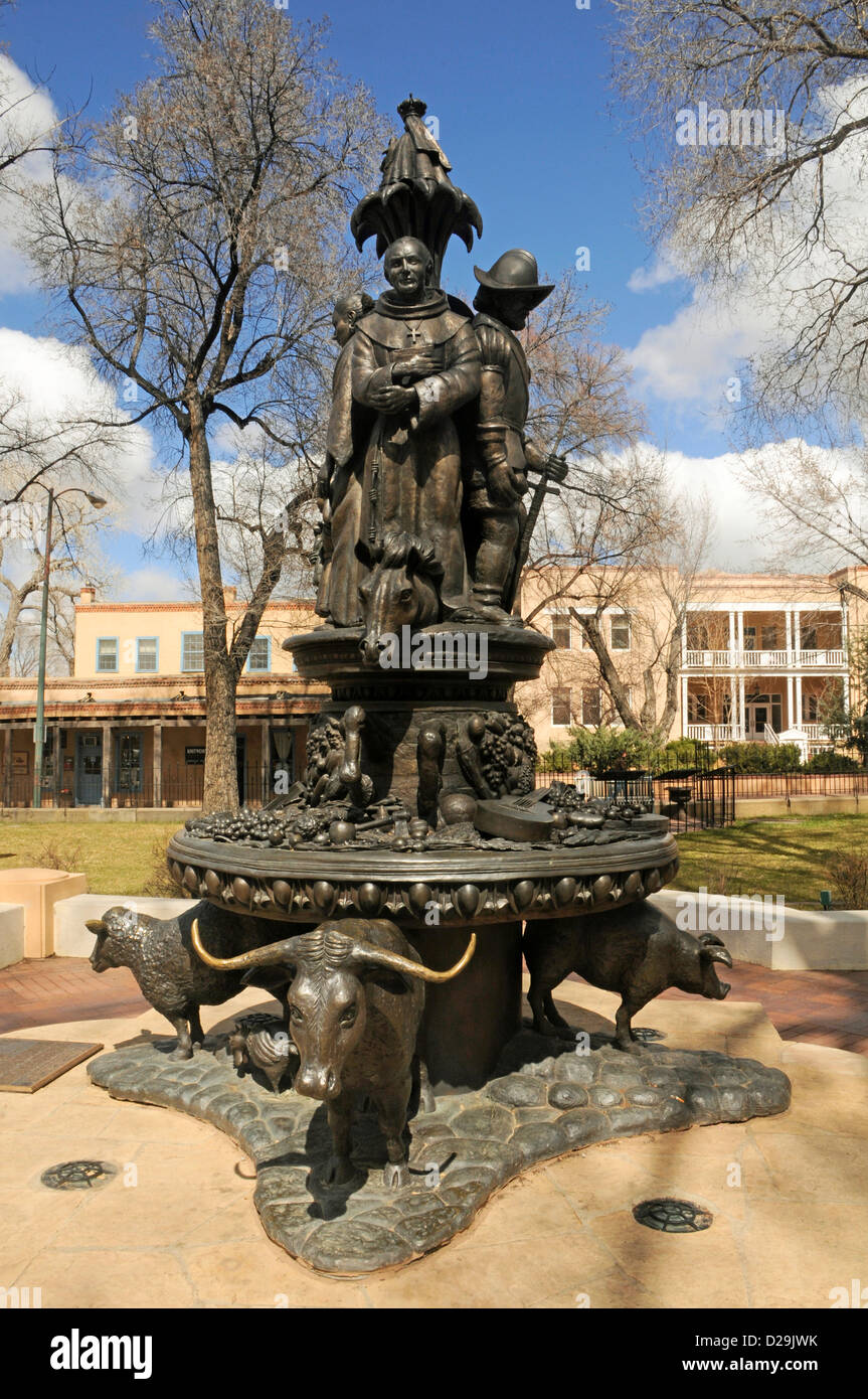 Monument Commemorating Founding Of Santa Fe, New Mexico Stock Photo