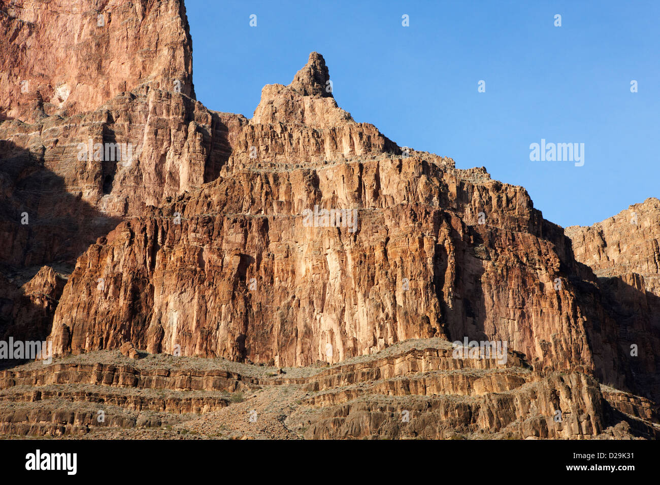 geologic details of rock strata on the wall of the grand canyon Arizona USA Stock Photo