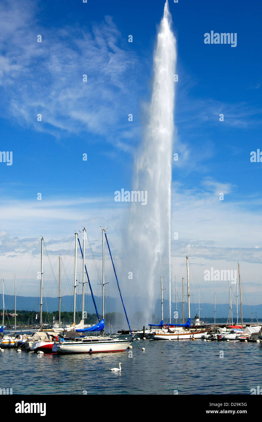 water jet Jet d'Eau, Geneva, Switze Stock Photo Alamy