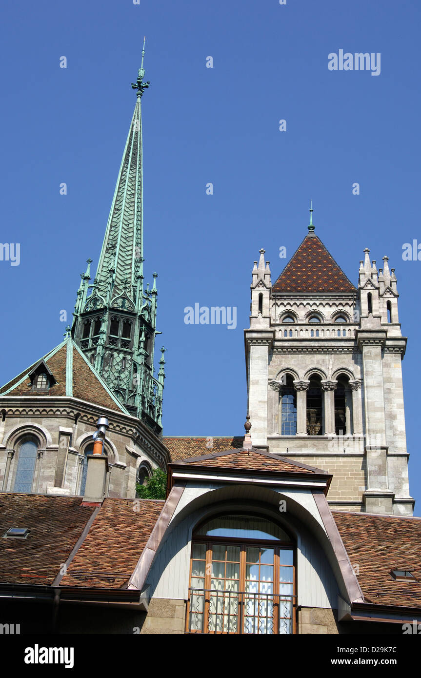 Cathedral St Peter Geneva Switzerla Stock Photo Alamy