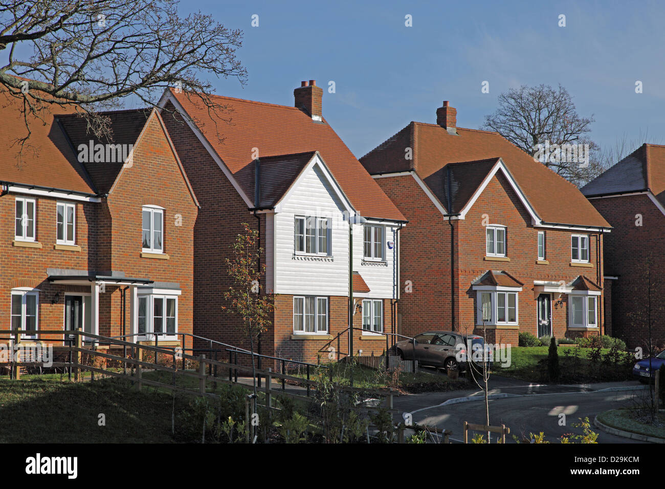 Newly completed housing development in East Sussex, UK. Traditional low