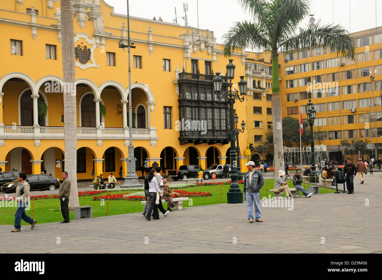 City Hall, Plaza De Armas, Ima, Peru Stock Photo