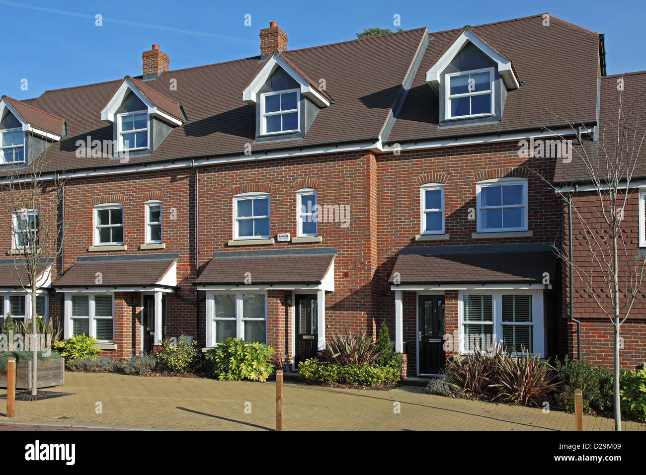 Newly completed housing development in East Sussex, UK. Traditional low