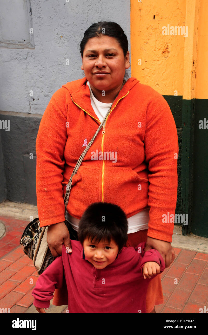 Mother And Son, Lima, Peru Stock Photo