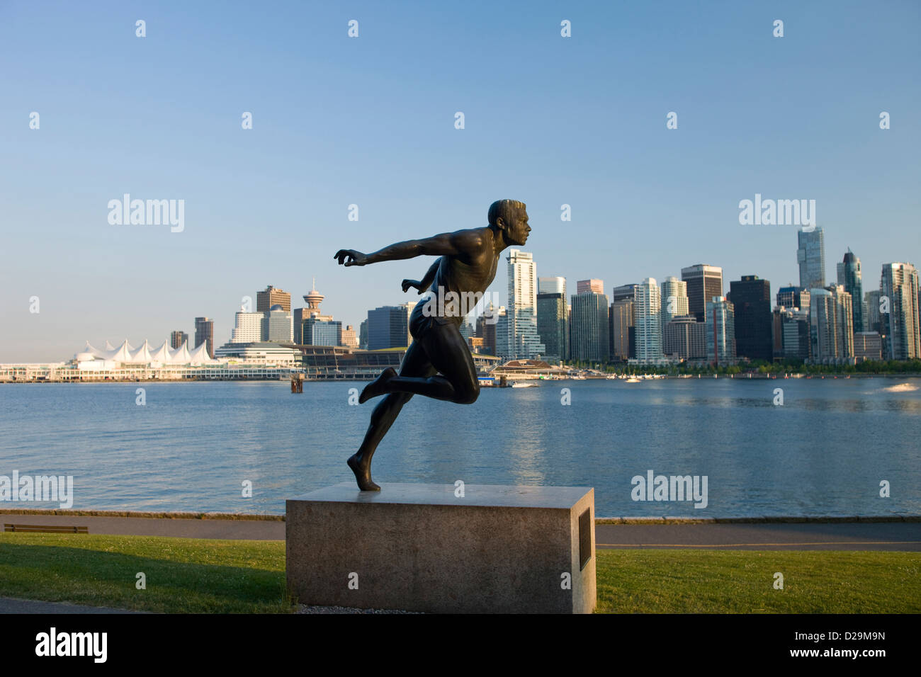 HARRY WINSTON JEROME STATUE STANLEY PARK DOWNTOWN SKYLINE VANCOUVER ...