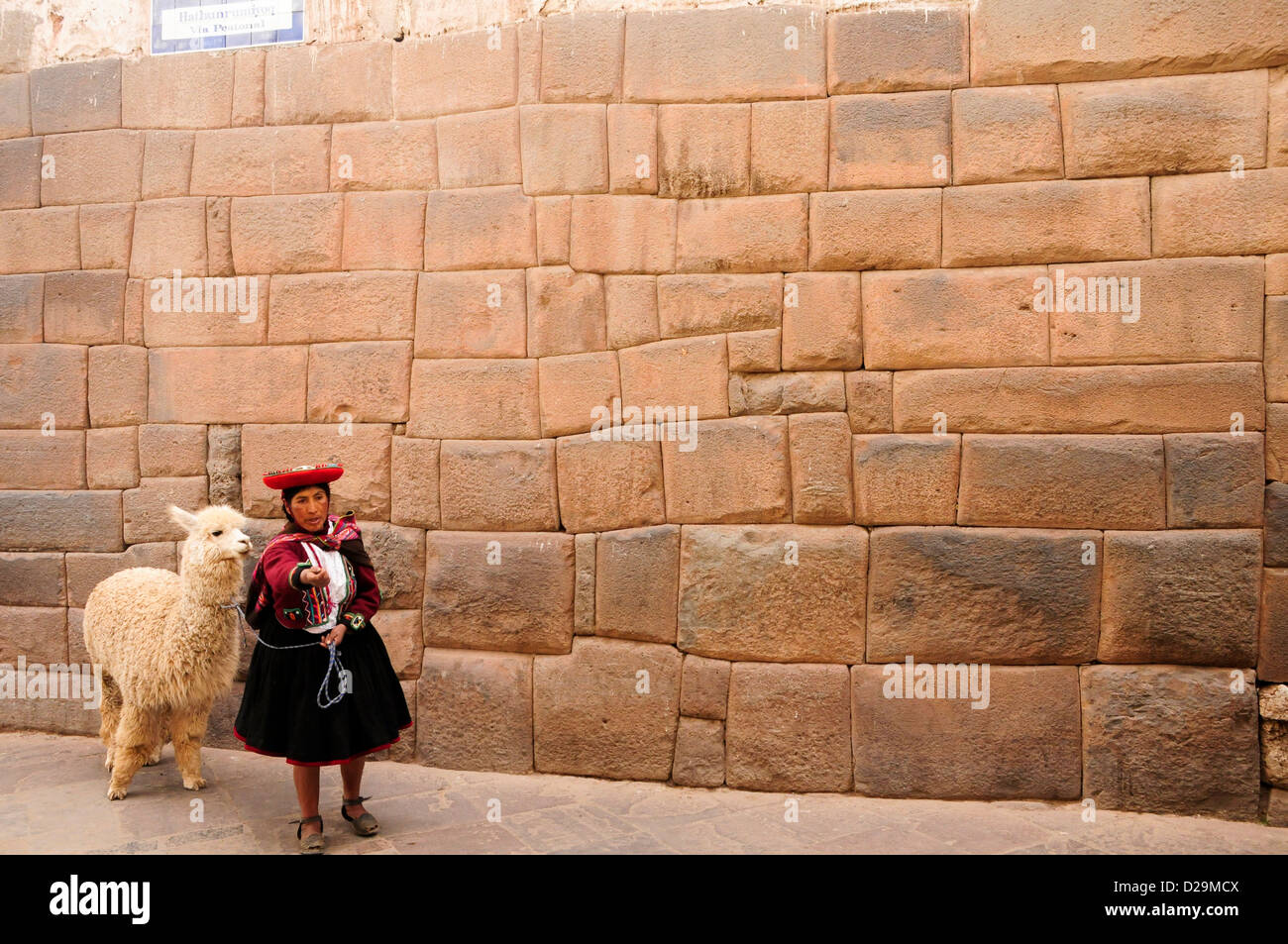 Woman With Alpaca, Cuzco, Peru Stock Photo