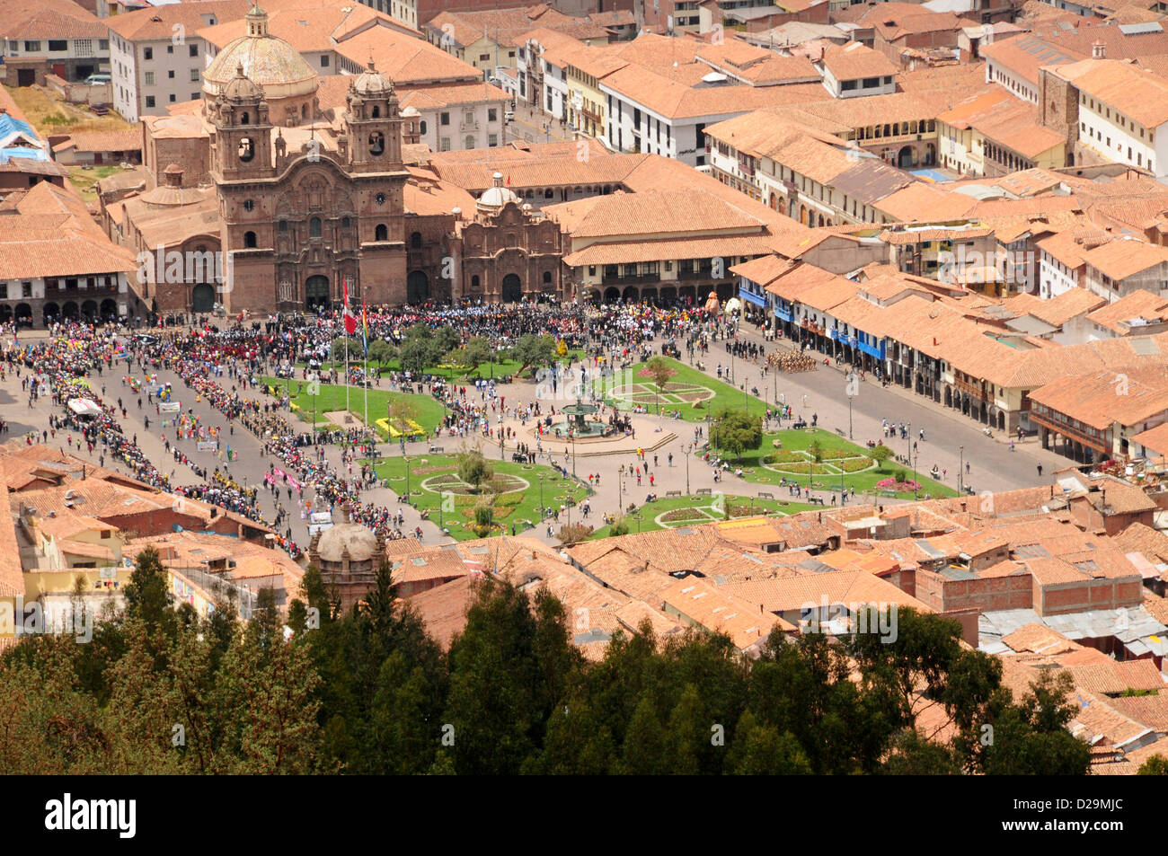 Peru, Cuzco Main Square, Stock Photo
