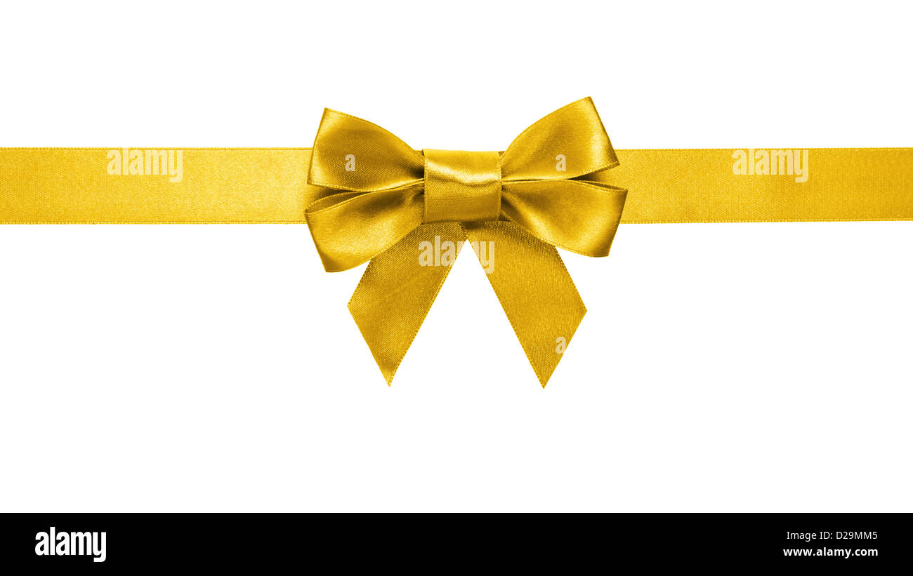 gold ribbon bow isolated on white background Stock Photo - Alamy