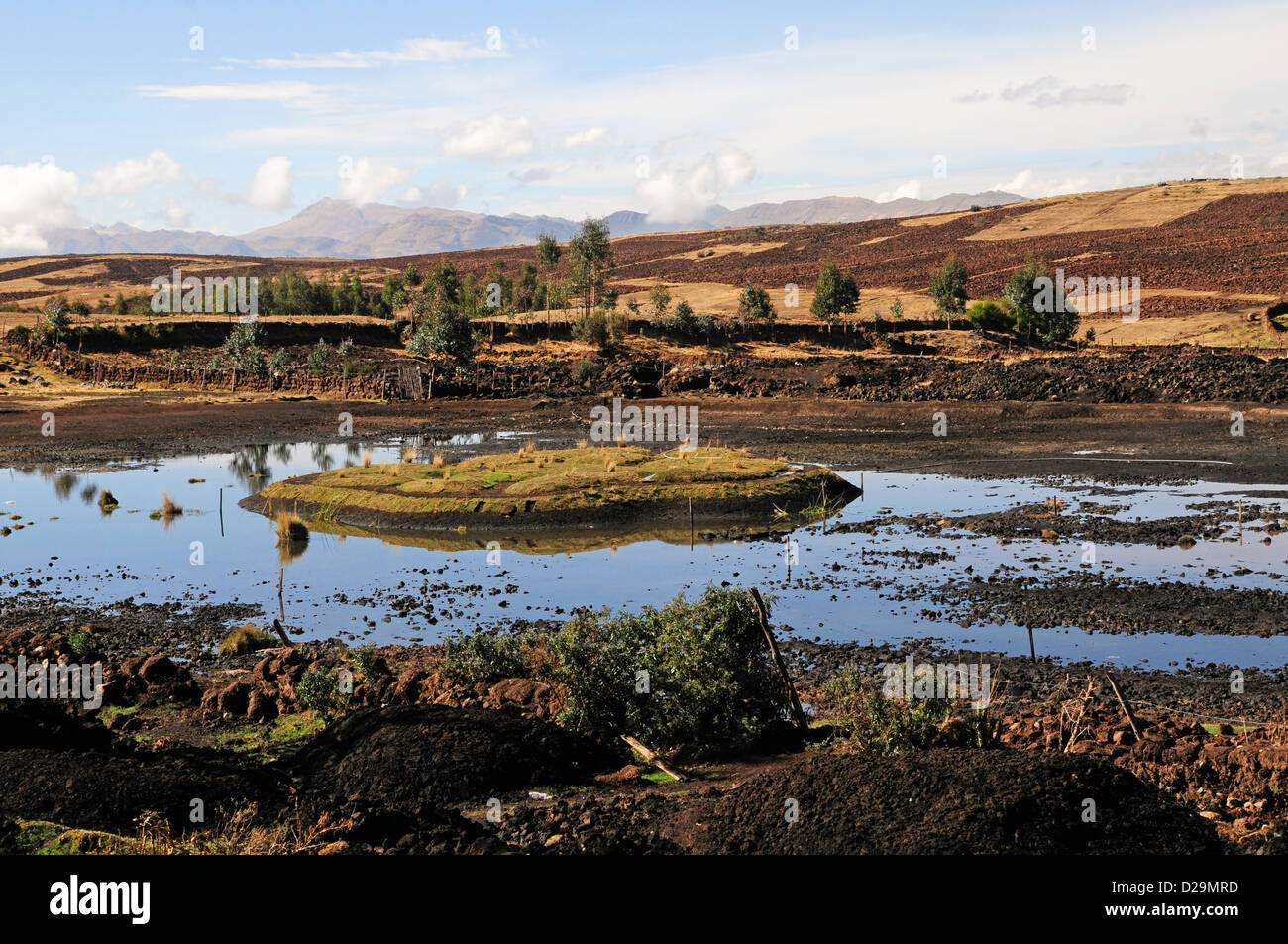 Peru Lake And Farmland Stock Photo