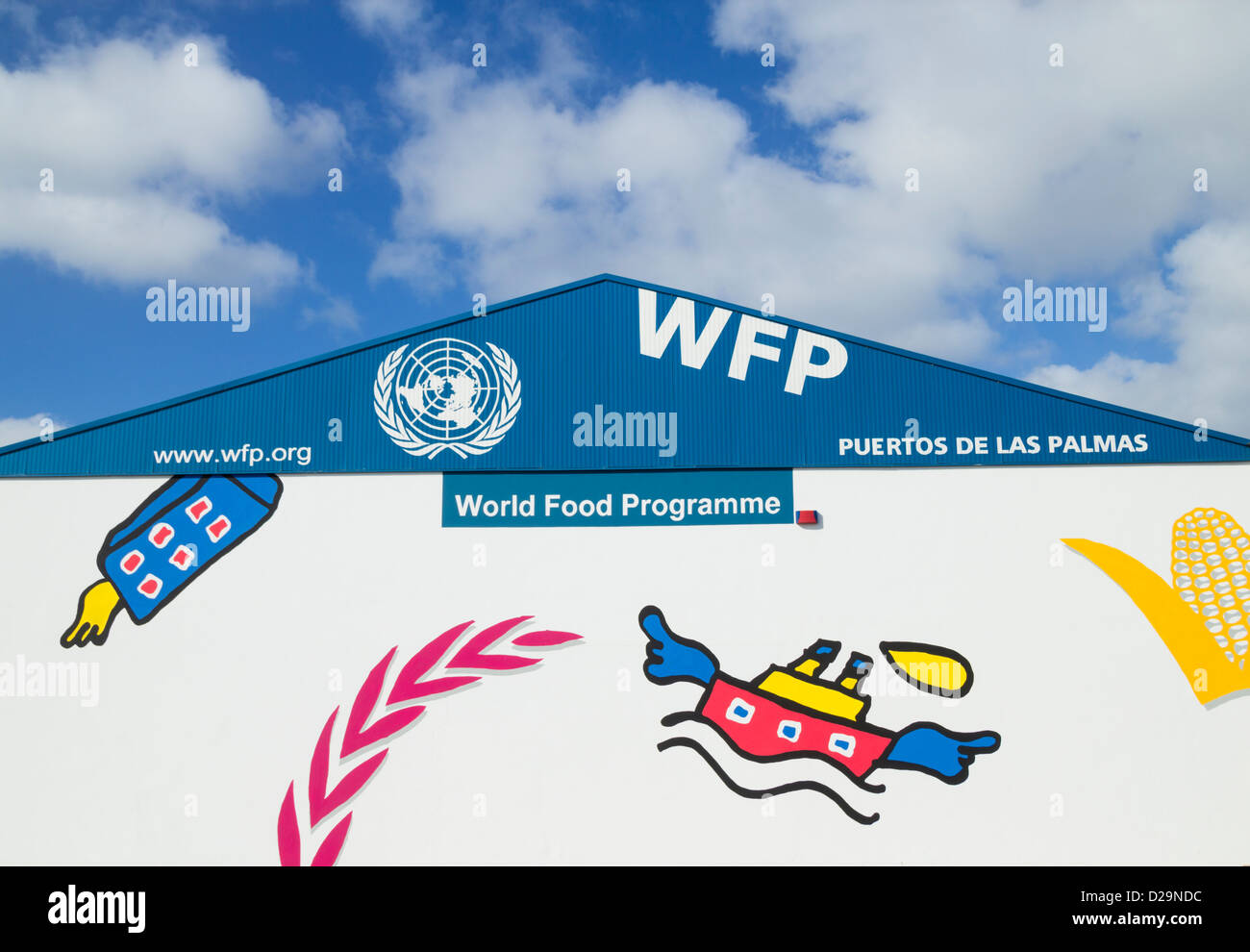 United Nations World Food Programme store in Puerto de La Luz, Las Palmas, Gran Canaria, Canary Islands, Spain Stock Photo