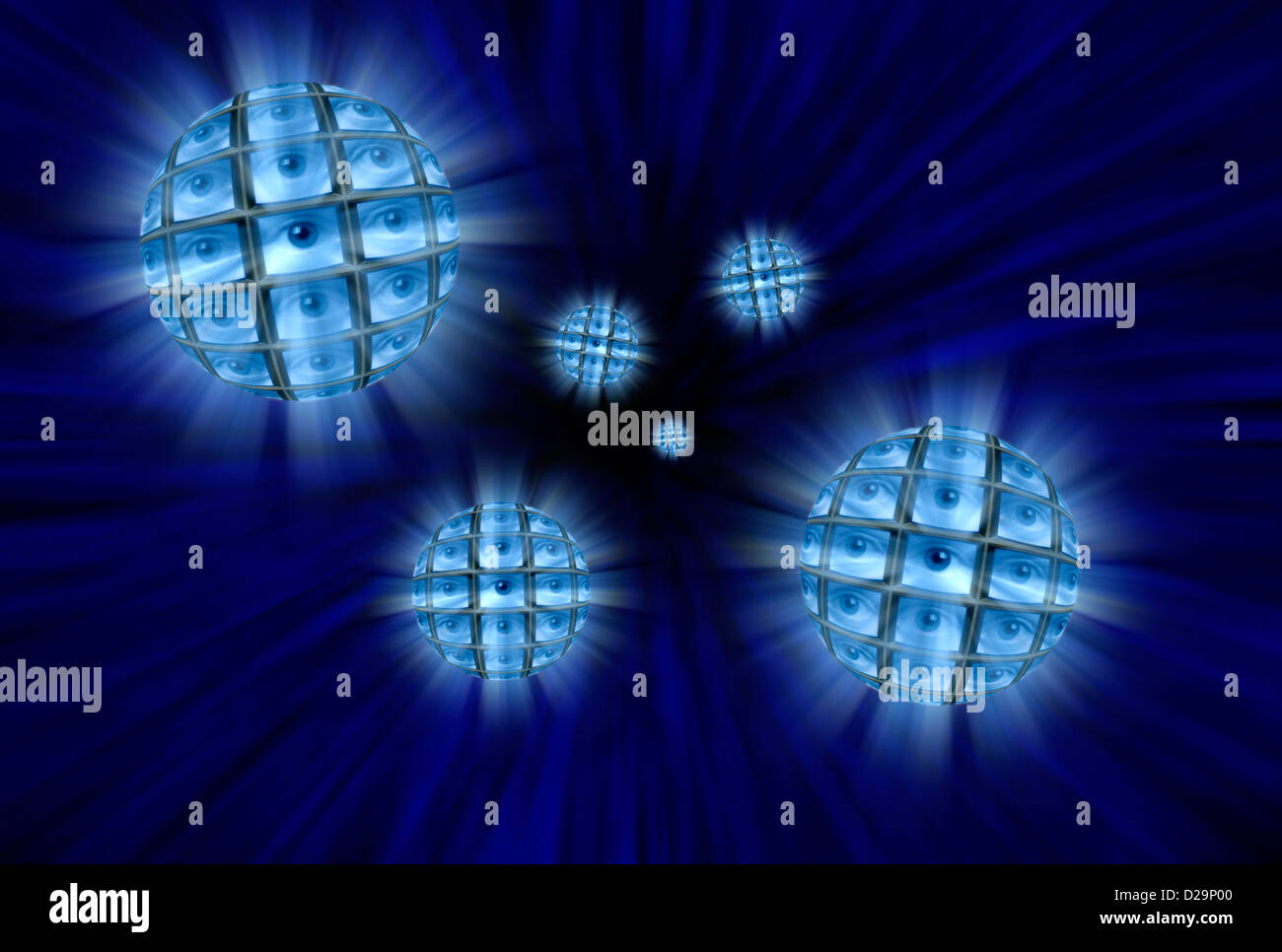 Spheres with video screens showing Stock Photo - Alamy