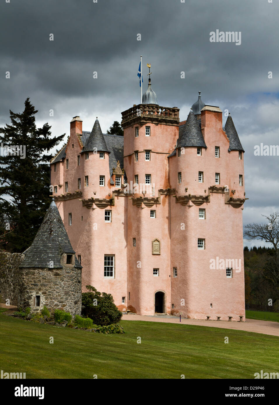 Baronial Craigievar Castle In Pink Scotland United Kingdom Stock