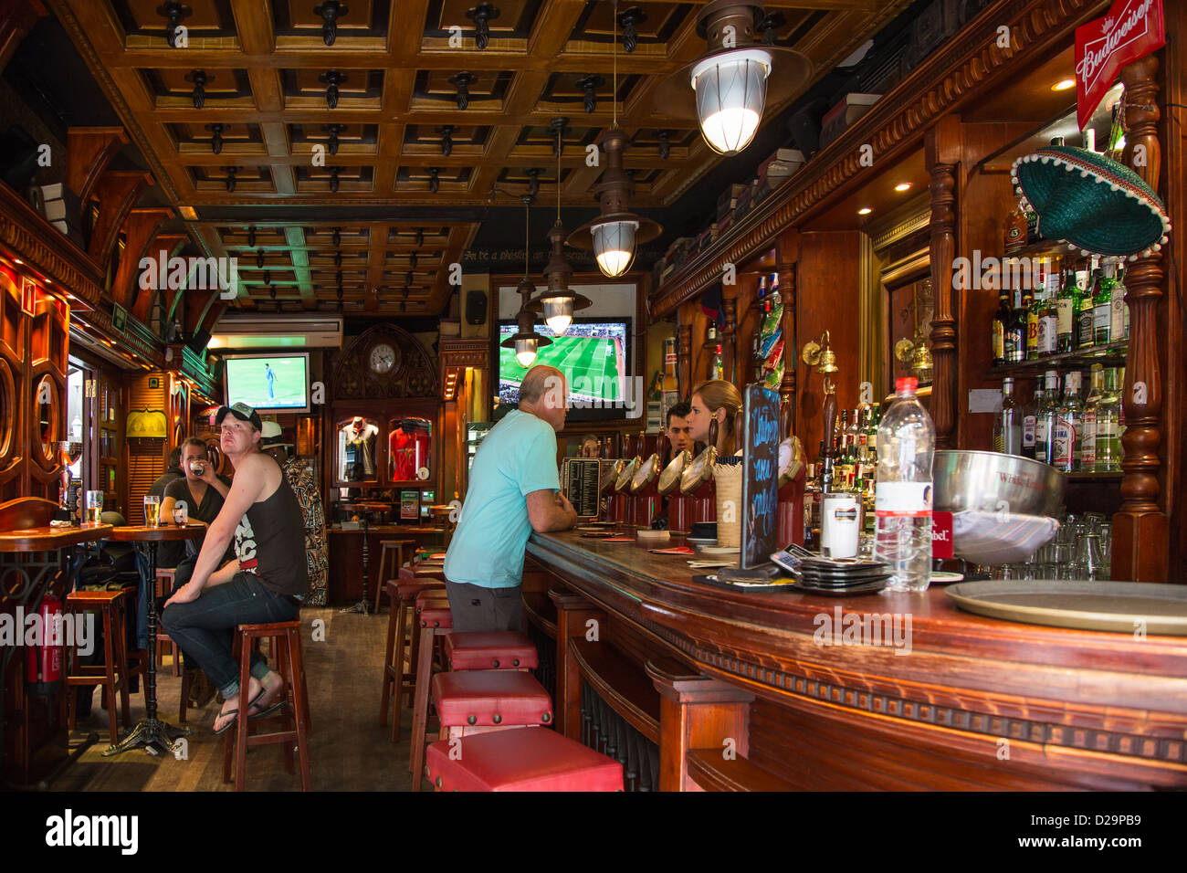 Spain, Barcelona, a coffee bar in the the Rambla Stock Photo Alamy