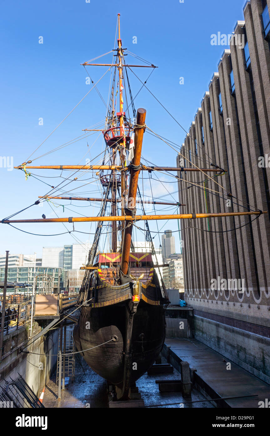 The Golden Hinde historic tall sailing ship, London, UK Stock Photo