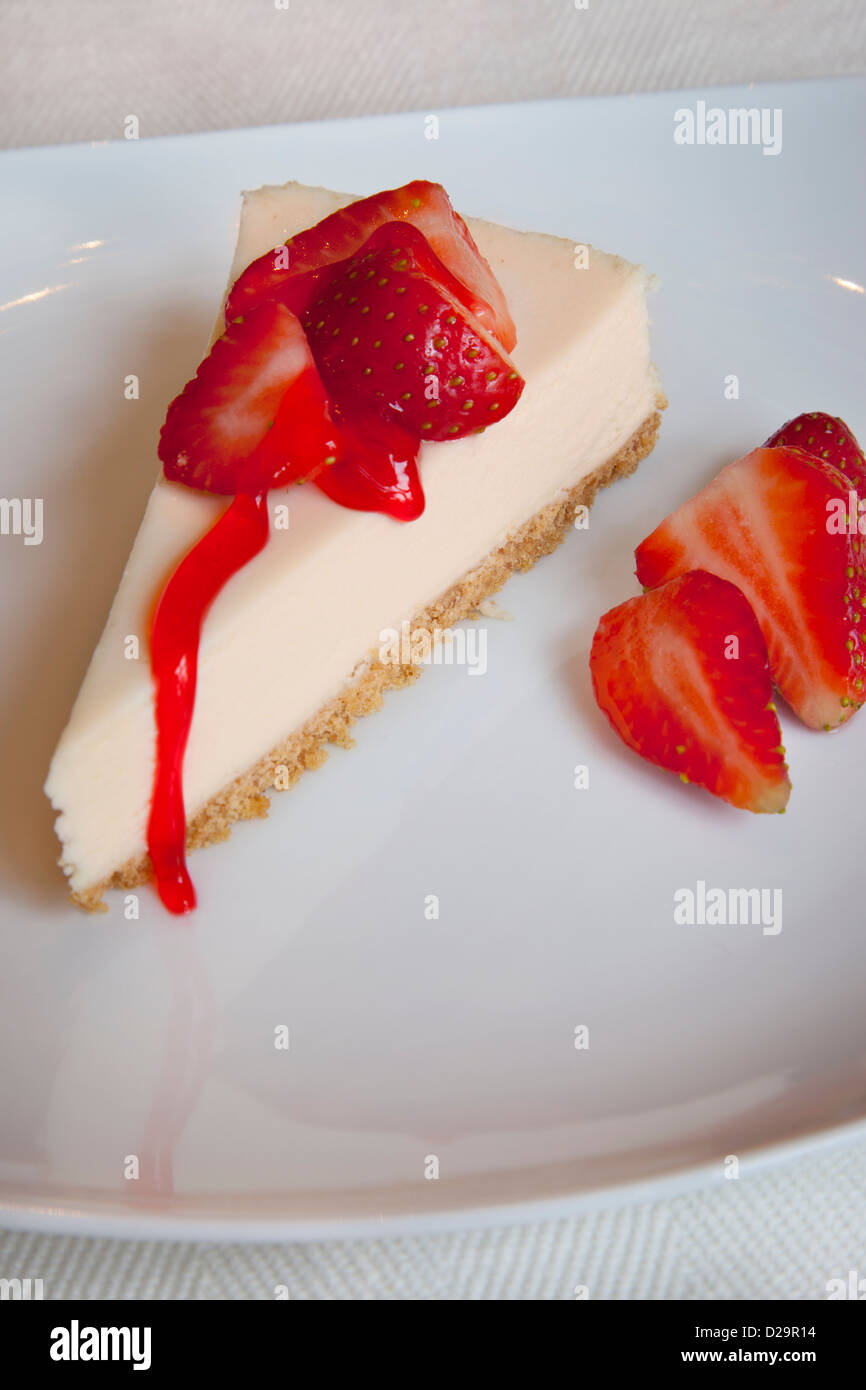 Strawberry topped Cheesecake Stock Photo