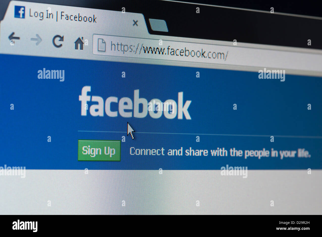 Secure Facebook Log In And Sign Up Home Page Stock Photo