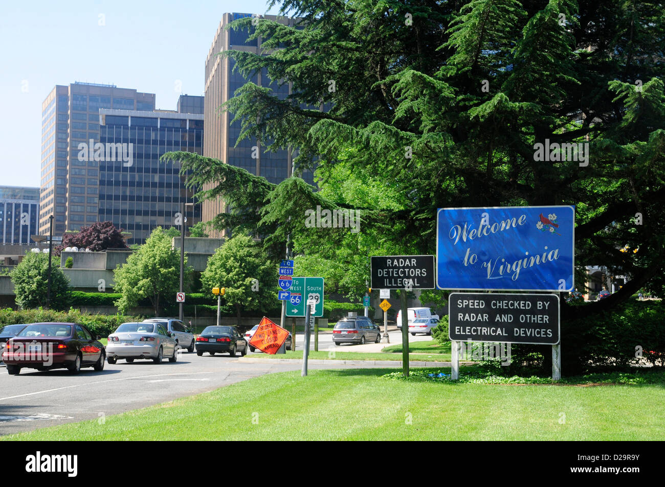 Welcome To Virginia Sign. Rosslyn Stock Photo