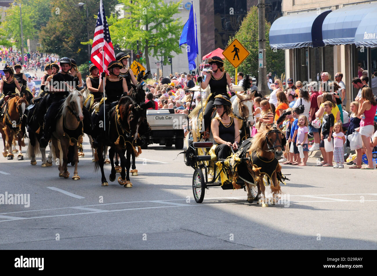 Horse Troupe In Parade, Janesville, Wisconsin Stock Photo