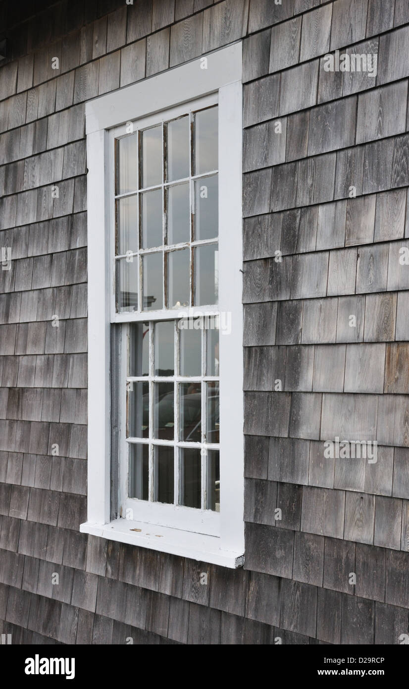 Cape Cod style house window, Cape Cod, Massachusetts, USA Stock Photo