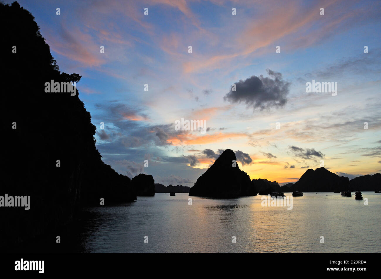 View at Halong Bay, Vietnam at sunset Stock Photo