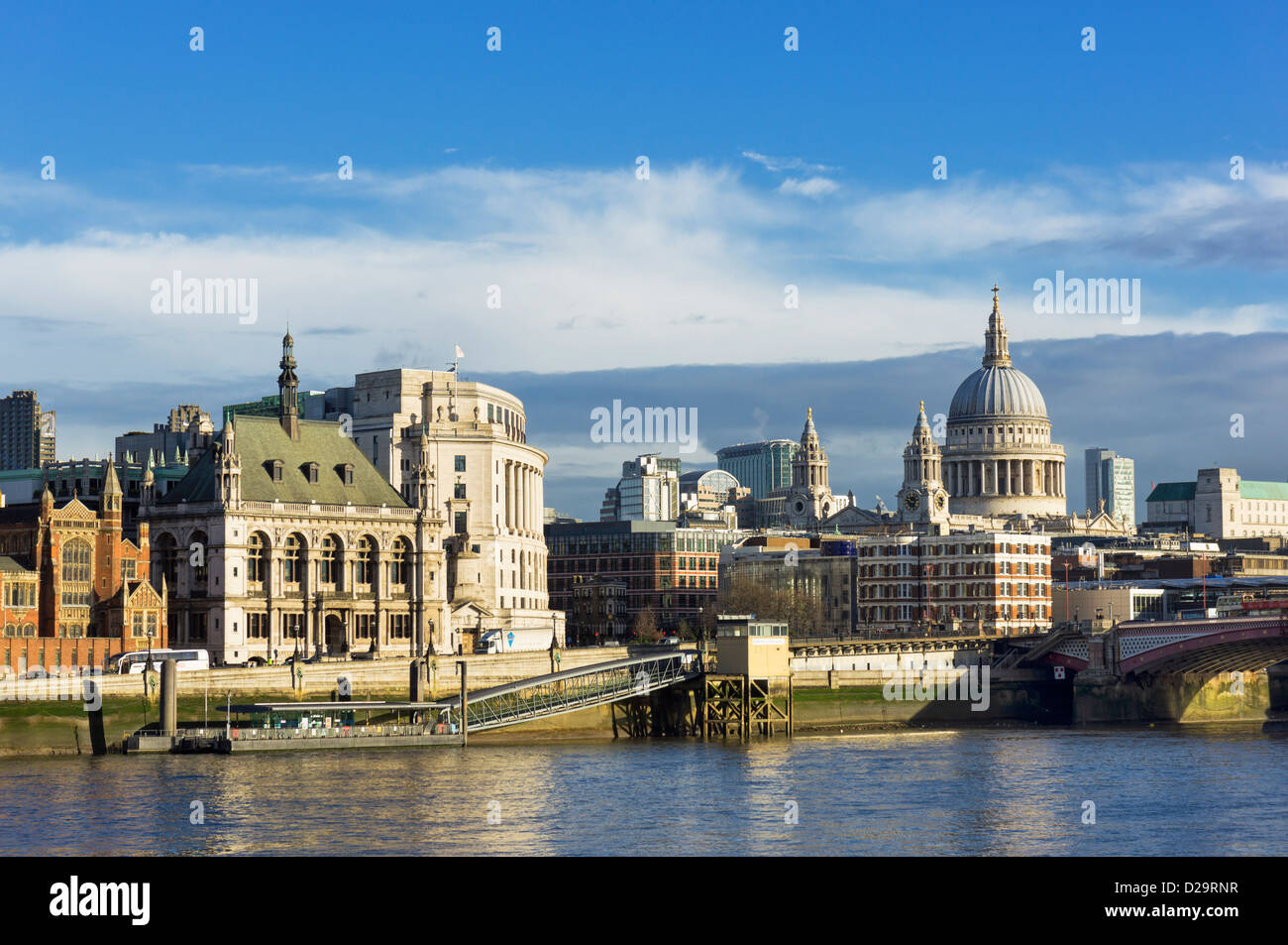 St Pauls cathedral, river Thames and city buildings, London, UK Stock Photo