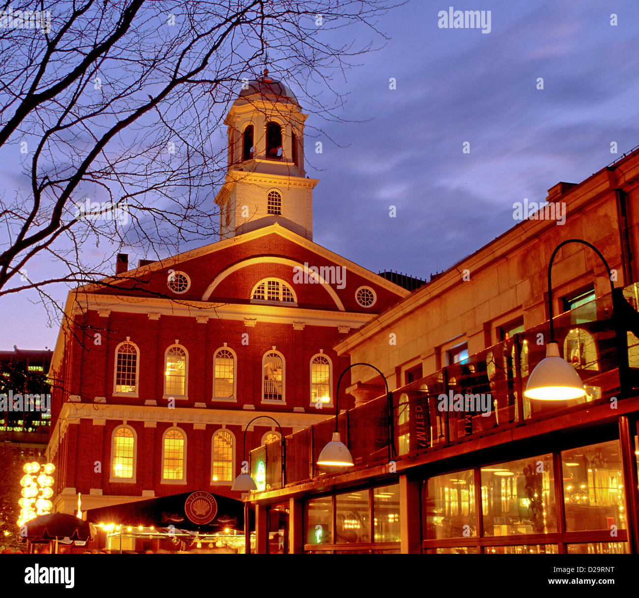 Faneuil Hall, Evening, Boston Stock Photo Alamy