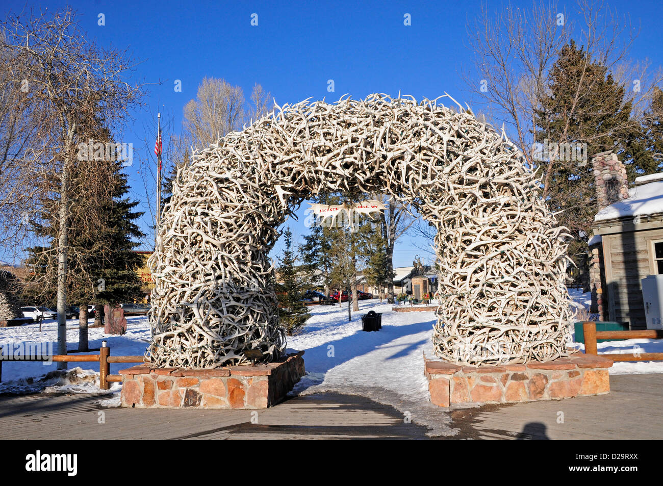 Elk Antler Arch, Jackson Hole, Wyoming Stock Photo