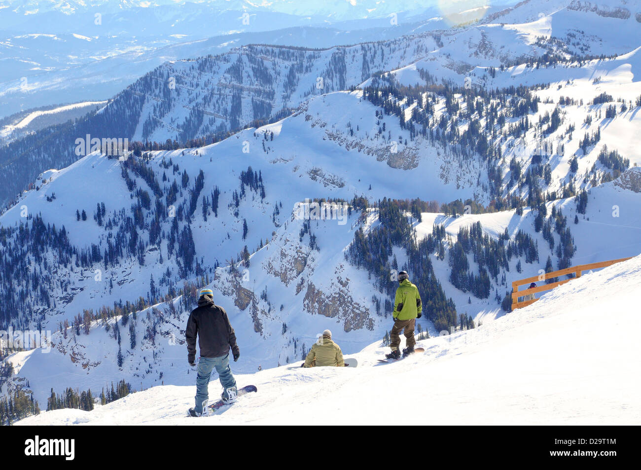 Jackson Hole, Wyoming. Snowboarders Stock Photo