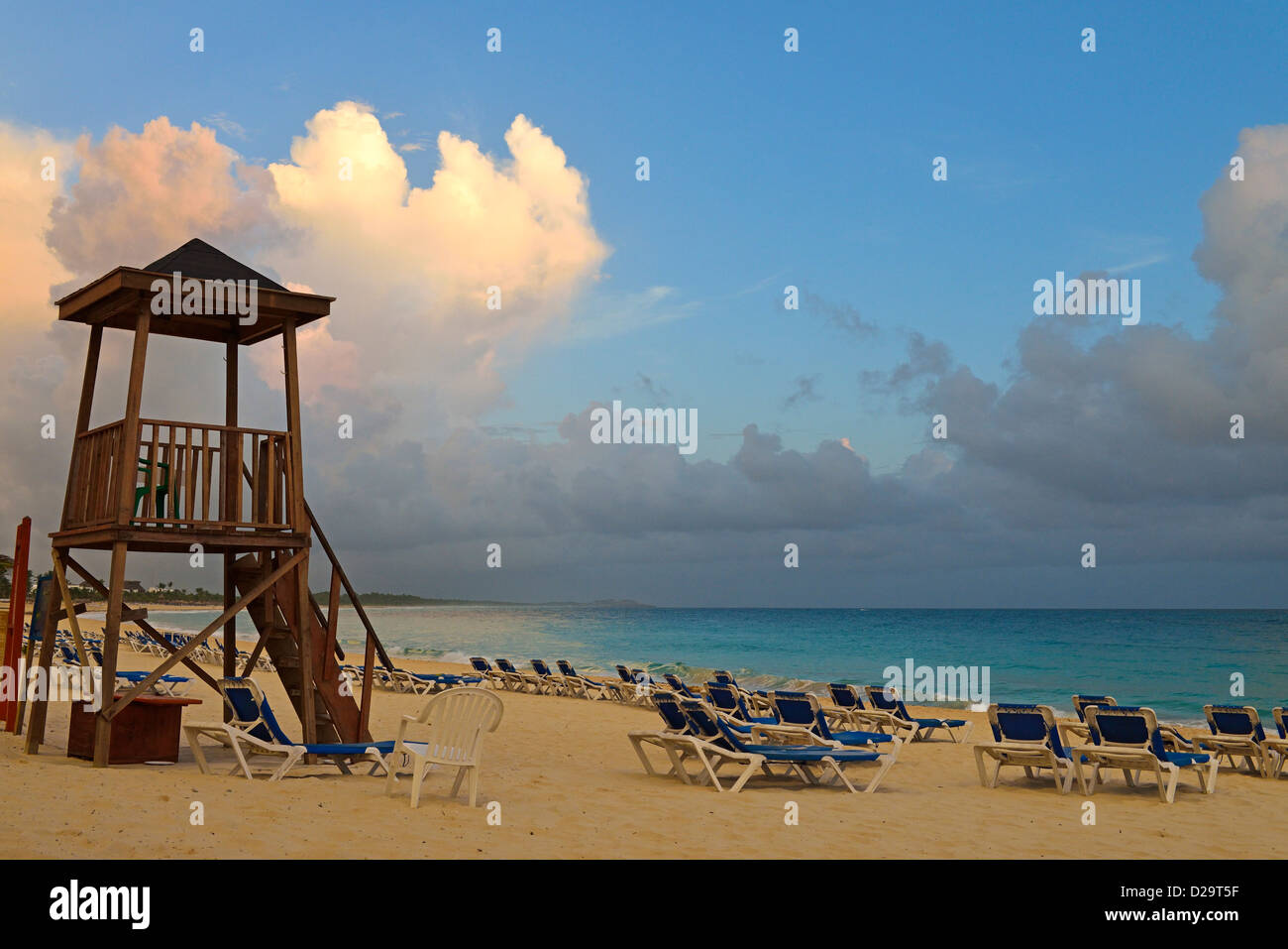 Beautiful Caribbean beach at sunrise, Punta Cana, Dominican Republic Stock Photo