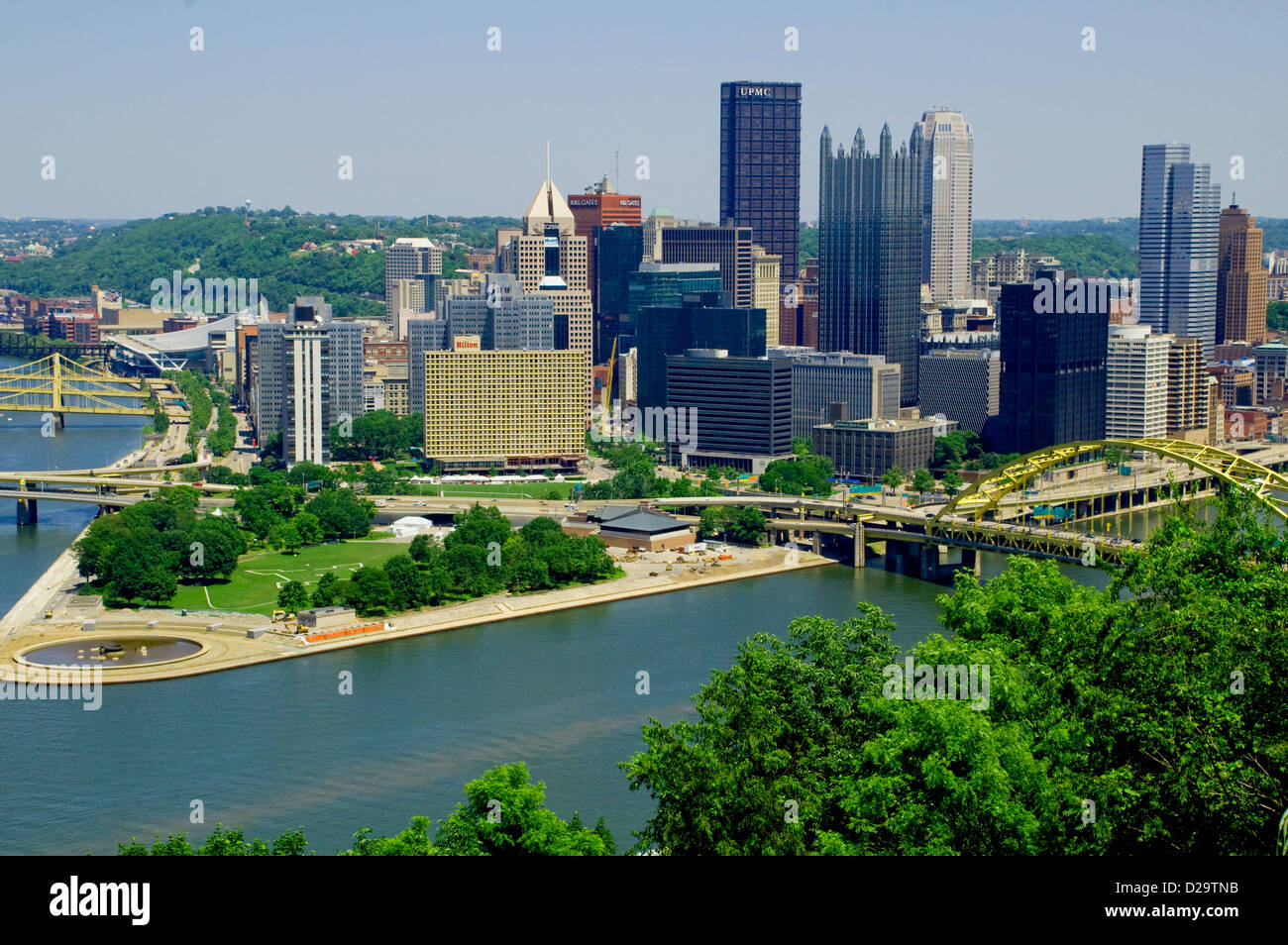 Alleghany River, Bridges, Monongahela River, Pennsylvania, Pittsburgh, Skyline, The Point Stock Photo