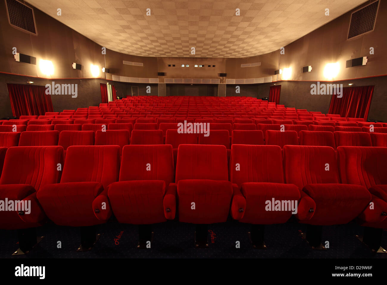 Berlin, Germany, empty movie theater in the Adriatic Filmbuehne Stock Photo